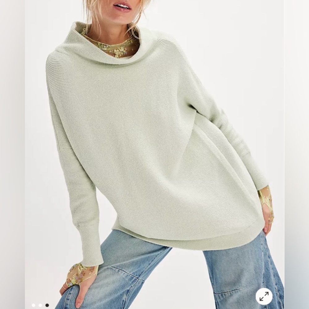 Free People Ottoman Slouchy Tunic Sweatshirt  Pullover Sage Size S